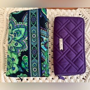 SET! Vera Bradley Purple Quilted Paisley Paperback Book Cover + Zippered Wallet